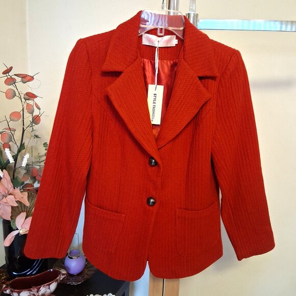 NWT Comfy Lined Red Blazer Jacket Spring Fall Winter Jackets Tag Size S 4 6 - Picture 10 of 12